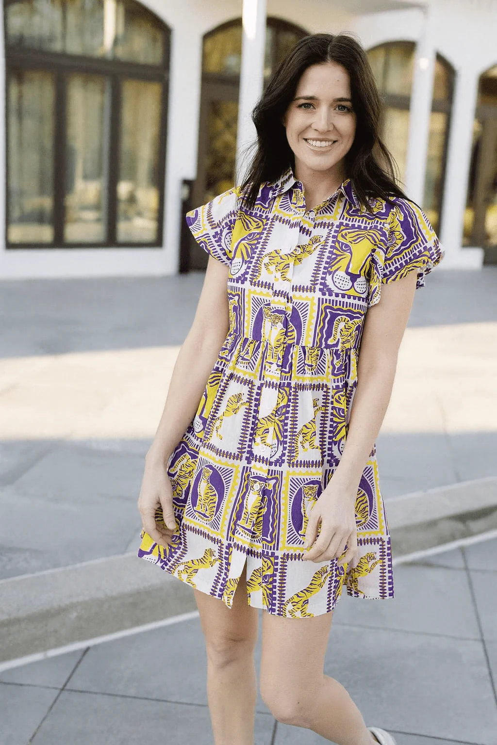 Frenchi Mini Gameday Dress- Purple & Gold