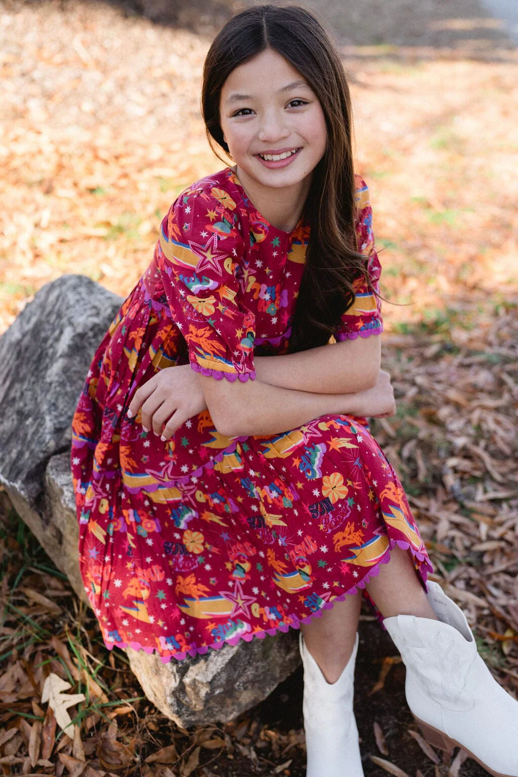 Girls Quinn Dress - Cosmic Burgundy - final sale