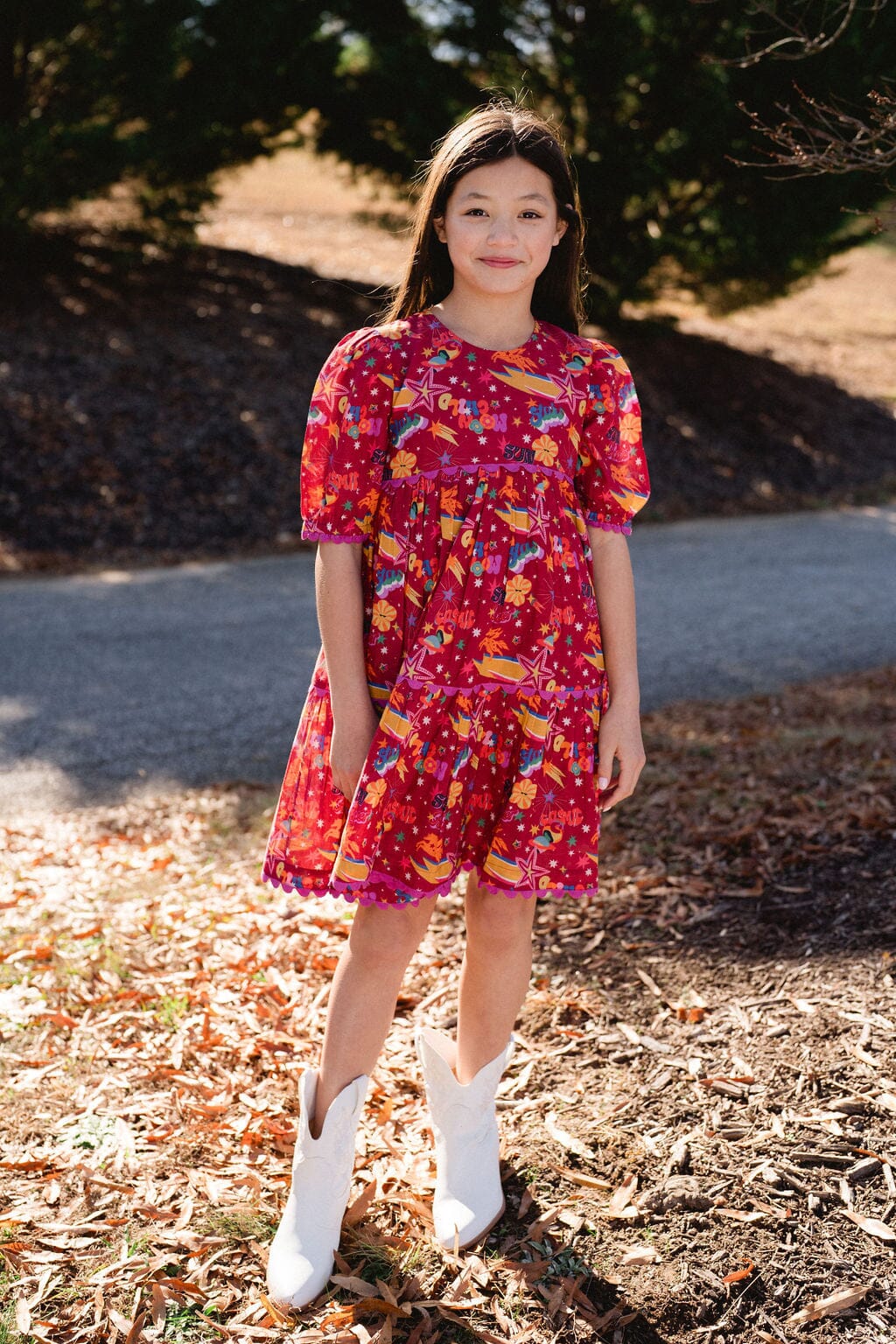 Girls Quinn Dress - Cosmic Burgundy - final sale