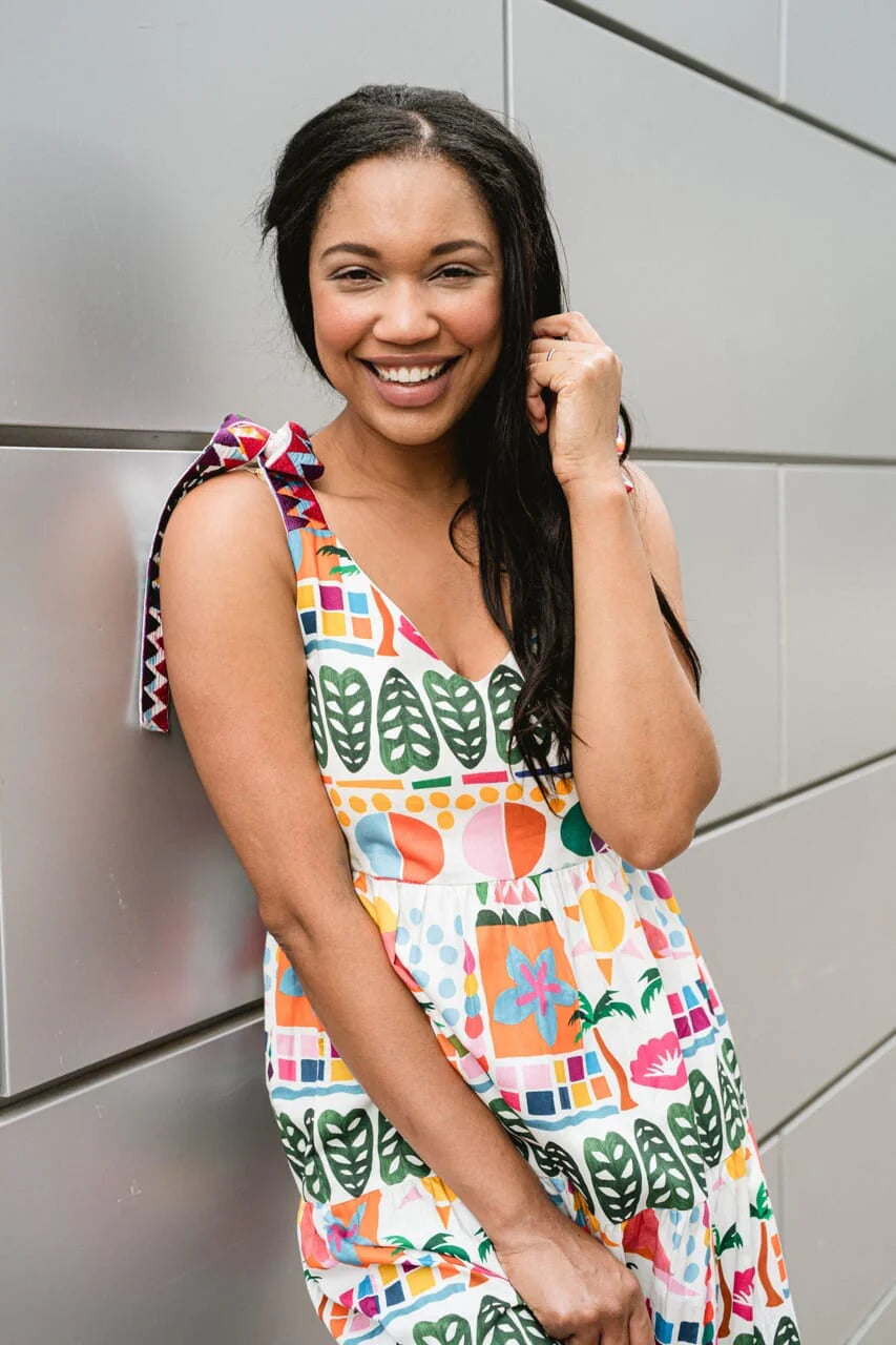 Annie Embroidered Tie Shoulder Maxi Dress - final sale