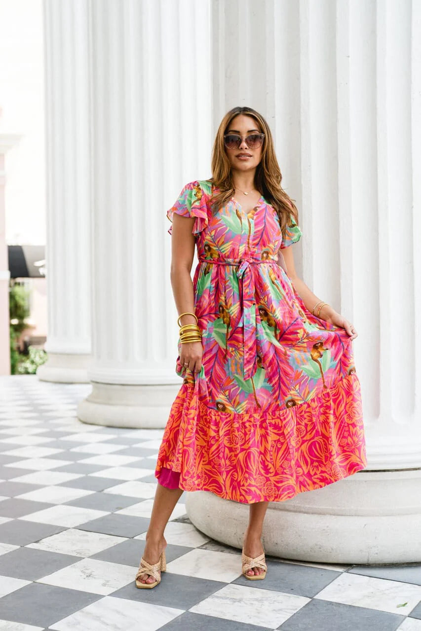 Savannah Midi Dress- Pink