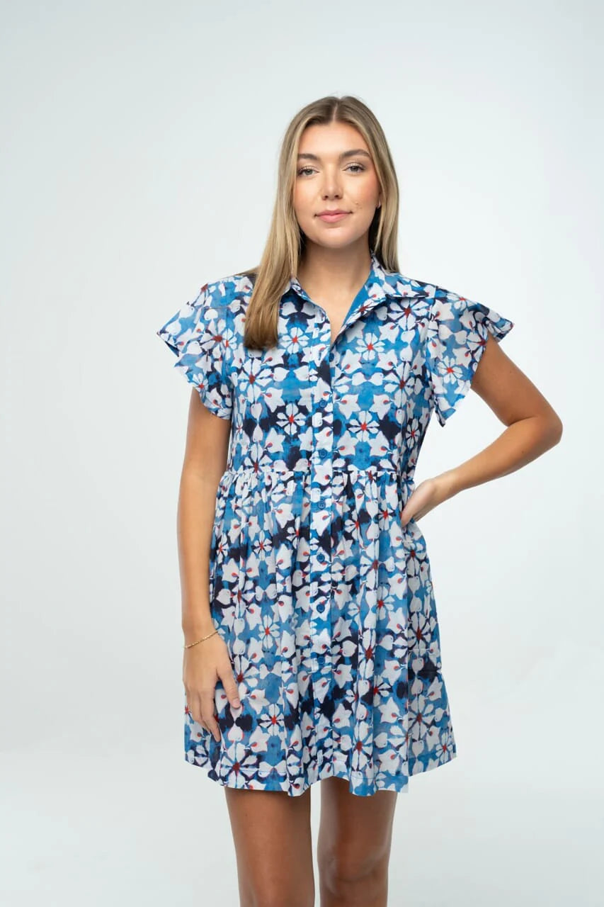 Frenchi Mini Gameday Dress- Red & Blue