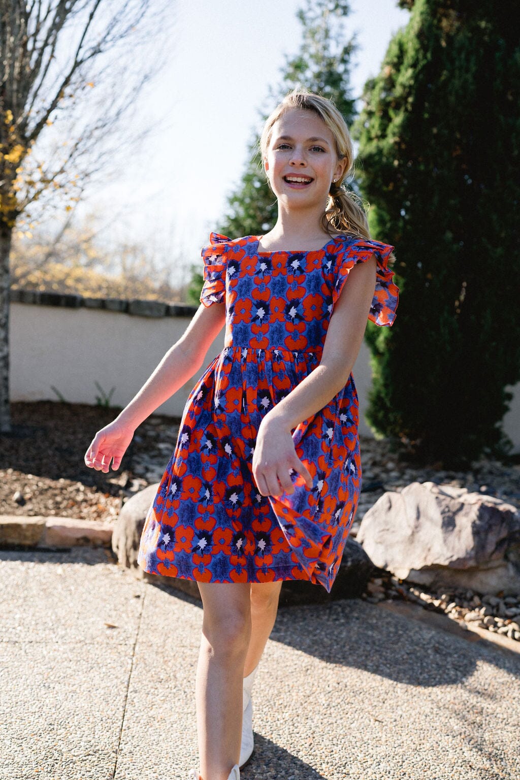 Girls Maya Flutter Sleeve Dress - Tie Dye (Sizes 2-6) - final sale