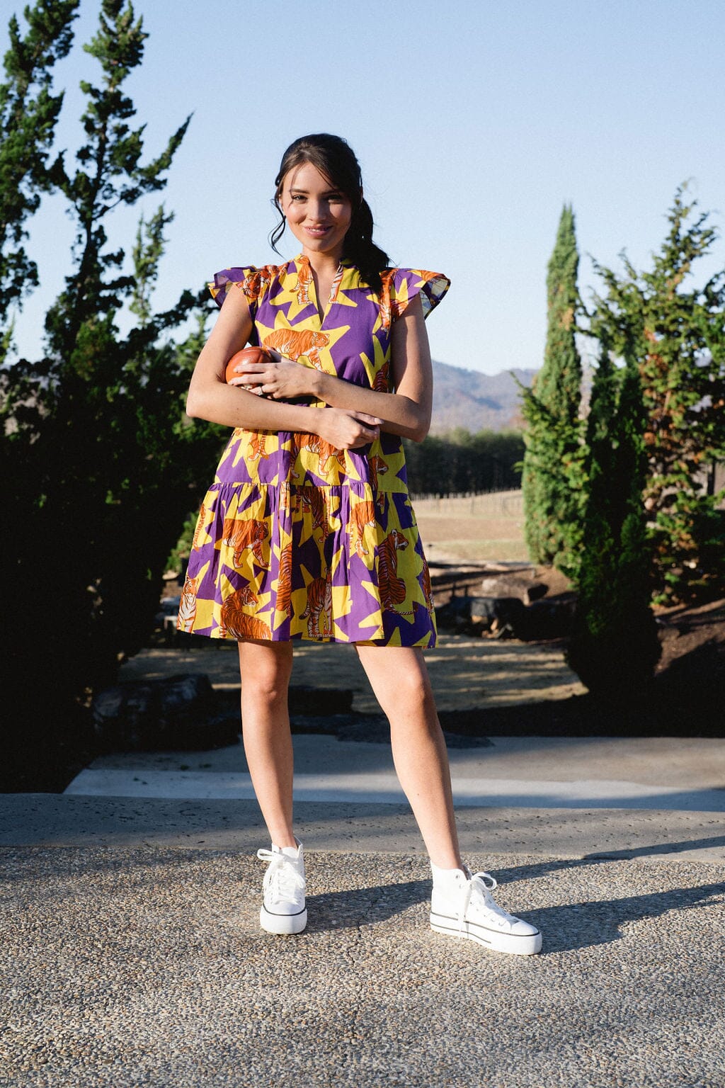 Jenny Flutter Sleeve Mini Dress - Tiger Print  - final sale - final sale