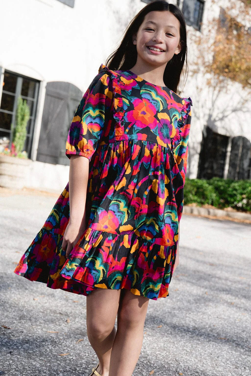 Girls Kelly Dress- Pop Floral - final sale