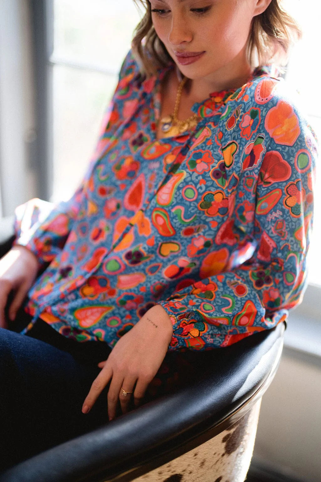 Nora Blouse - Azure - final sale