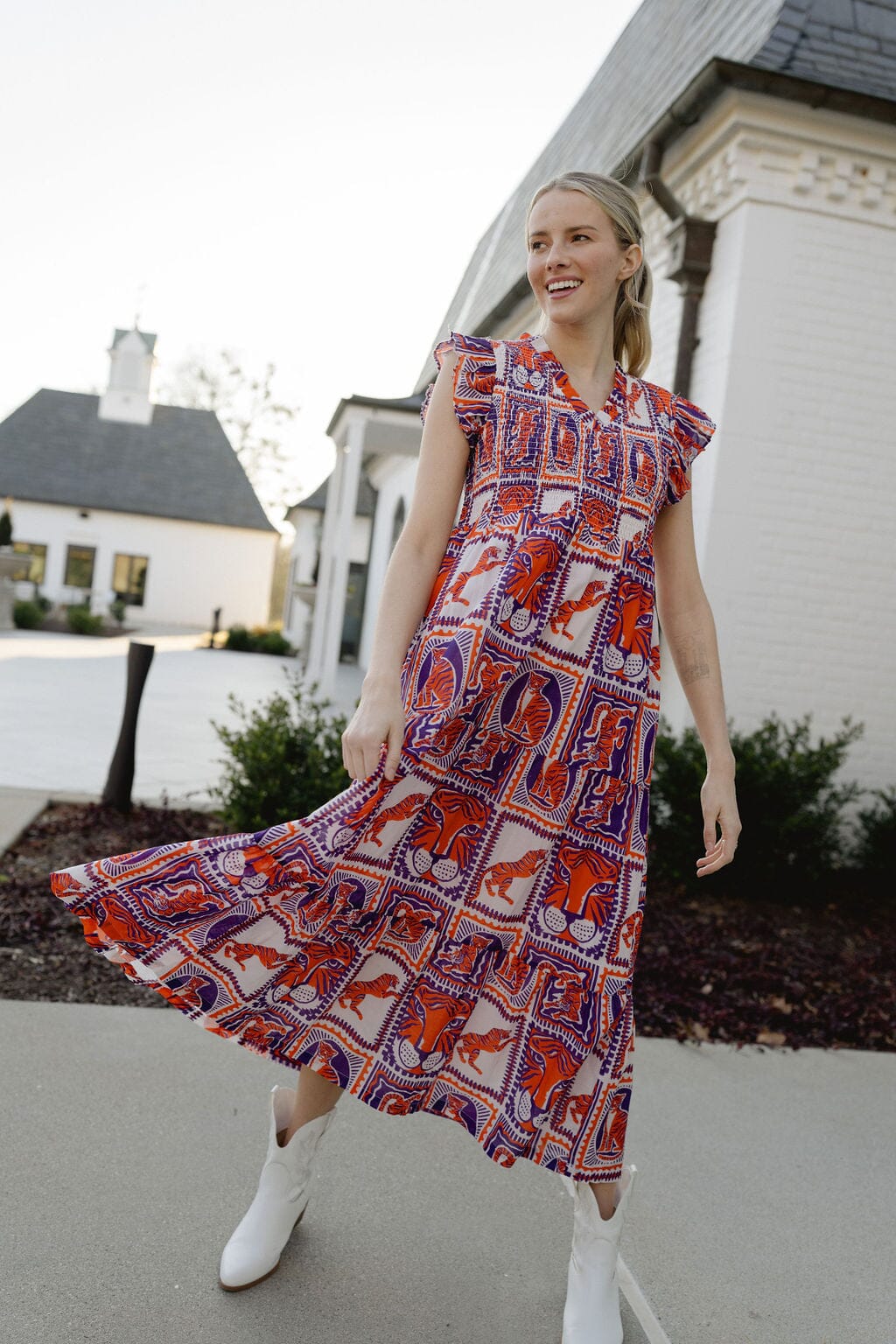 Tiger Game Day Maxi Dress | Orange & Purple