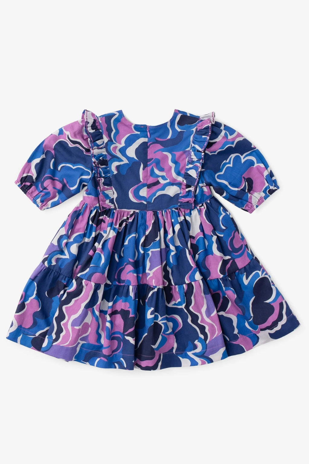Girls Kelly Ruffle Bib Dress - Purple Clouds - final sale