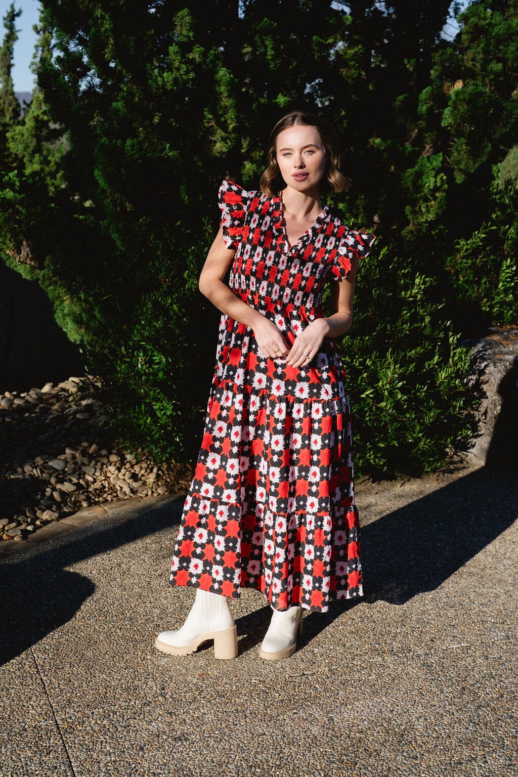 Gameday Lilliana Smocked Flutter Sleeve Midi Dress