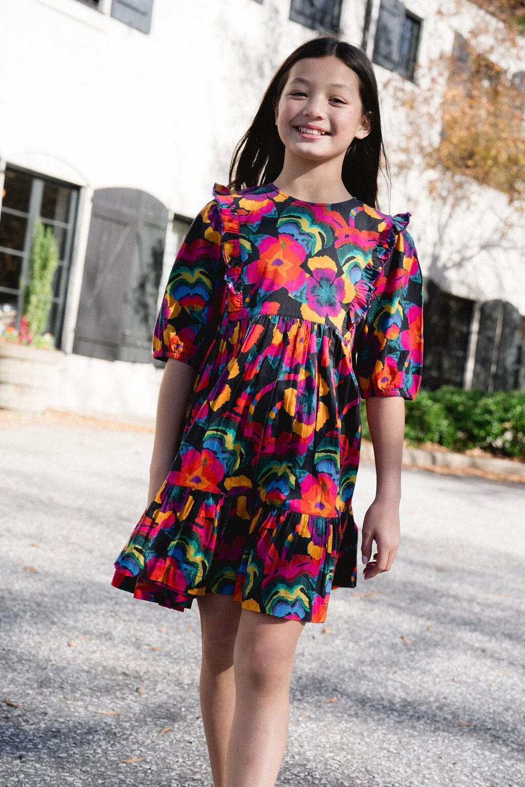 Girls Kelly Dress- Pop Floral - final sale