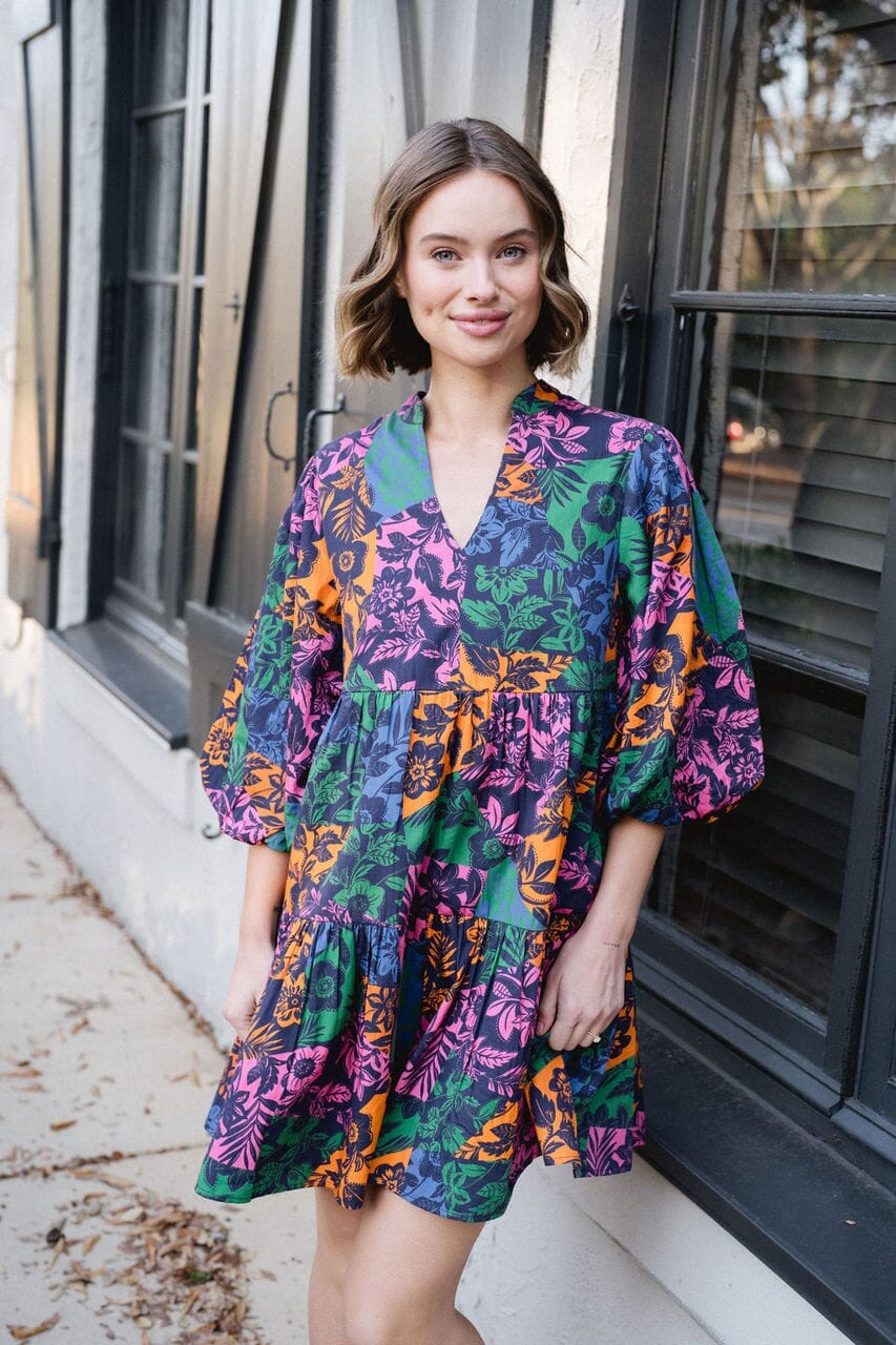 Hattie Dress - Color Block Floral - final sale