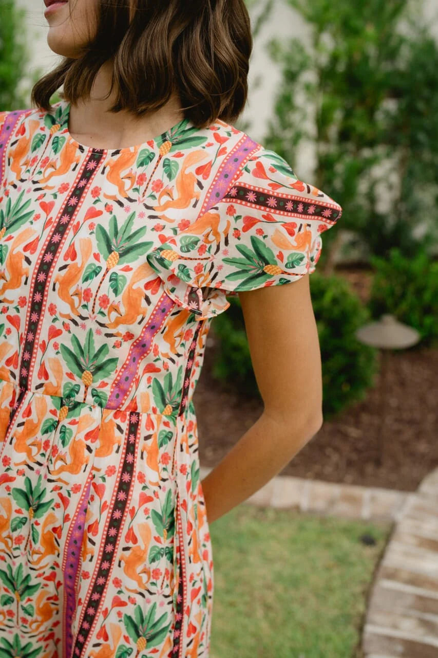 Lydia Flutter Sleeve Maxi Dress