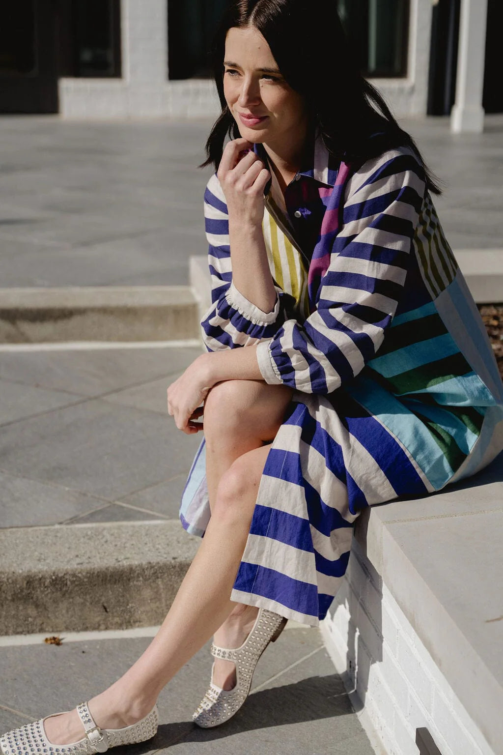 Sienna  Linen Stripe Midi Dress