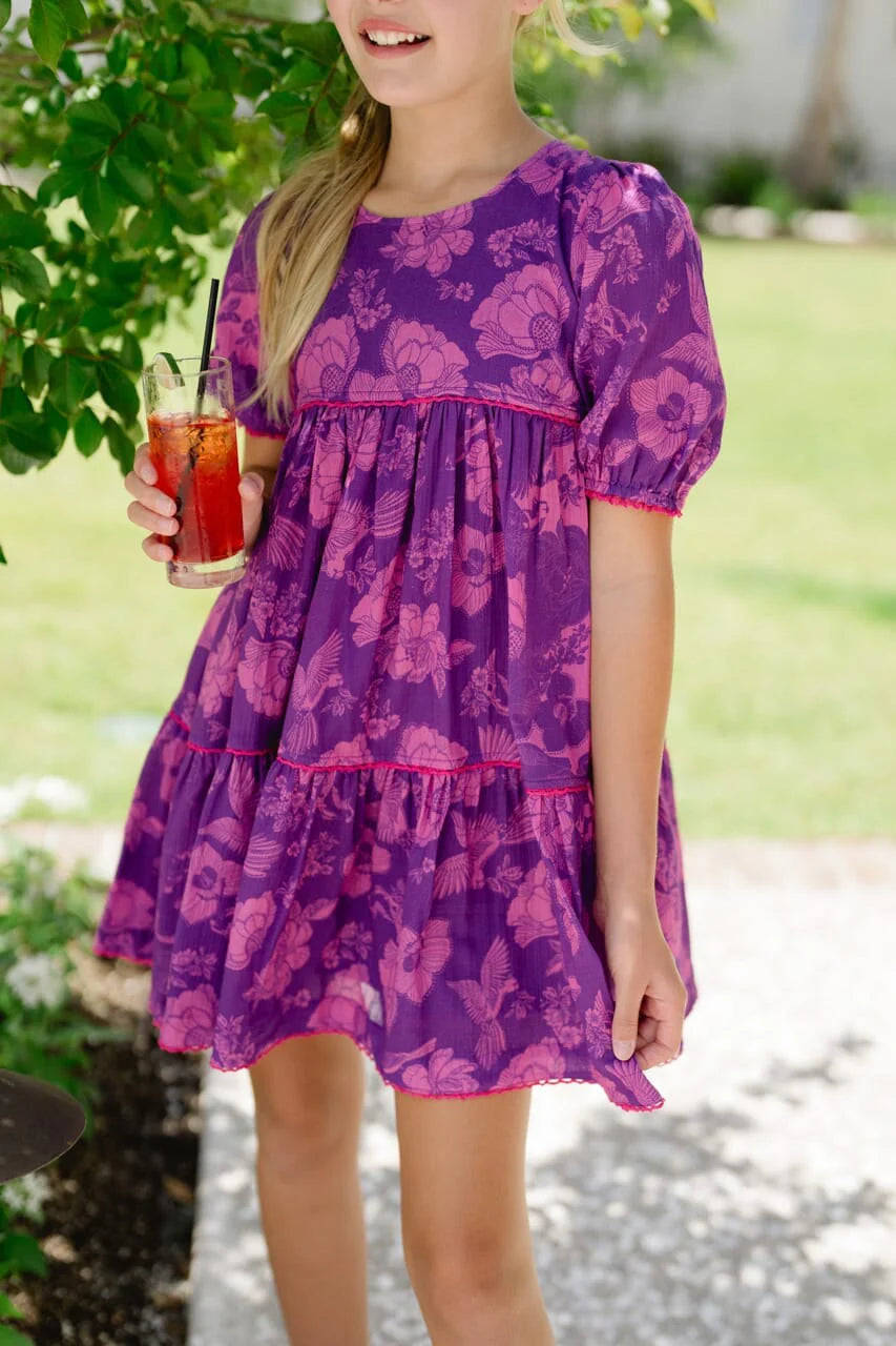 Girls Quinn Dress - Purple Floral