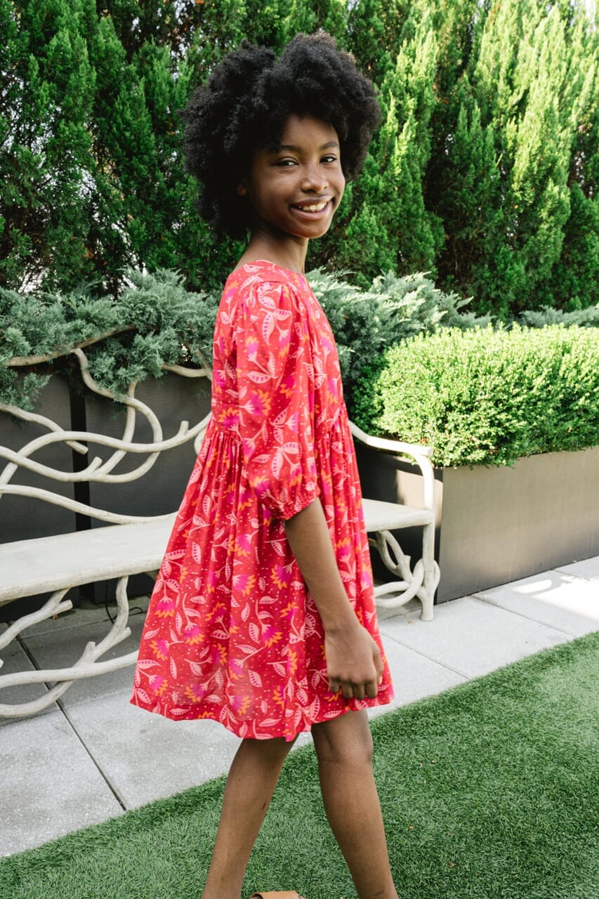 Girls Wallflower Dress- Cherry Red - final sale