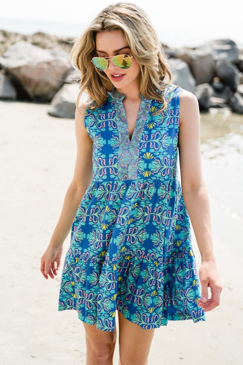 Folly Mini Dress - Blue Seas - final sale