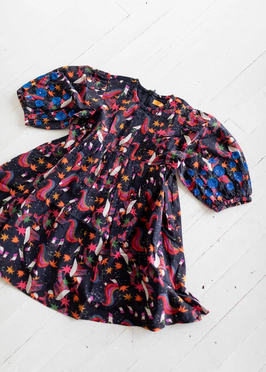 Girls Eva Dress - Unicorn - final sale