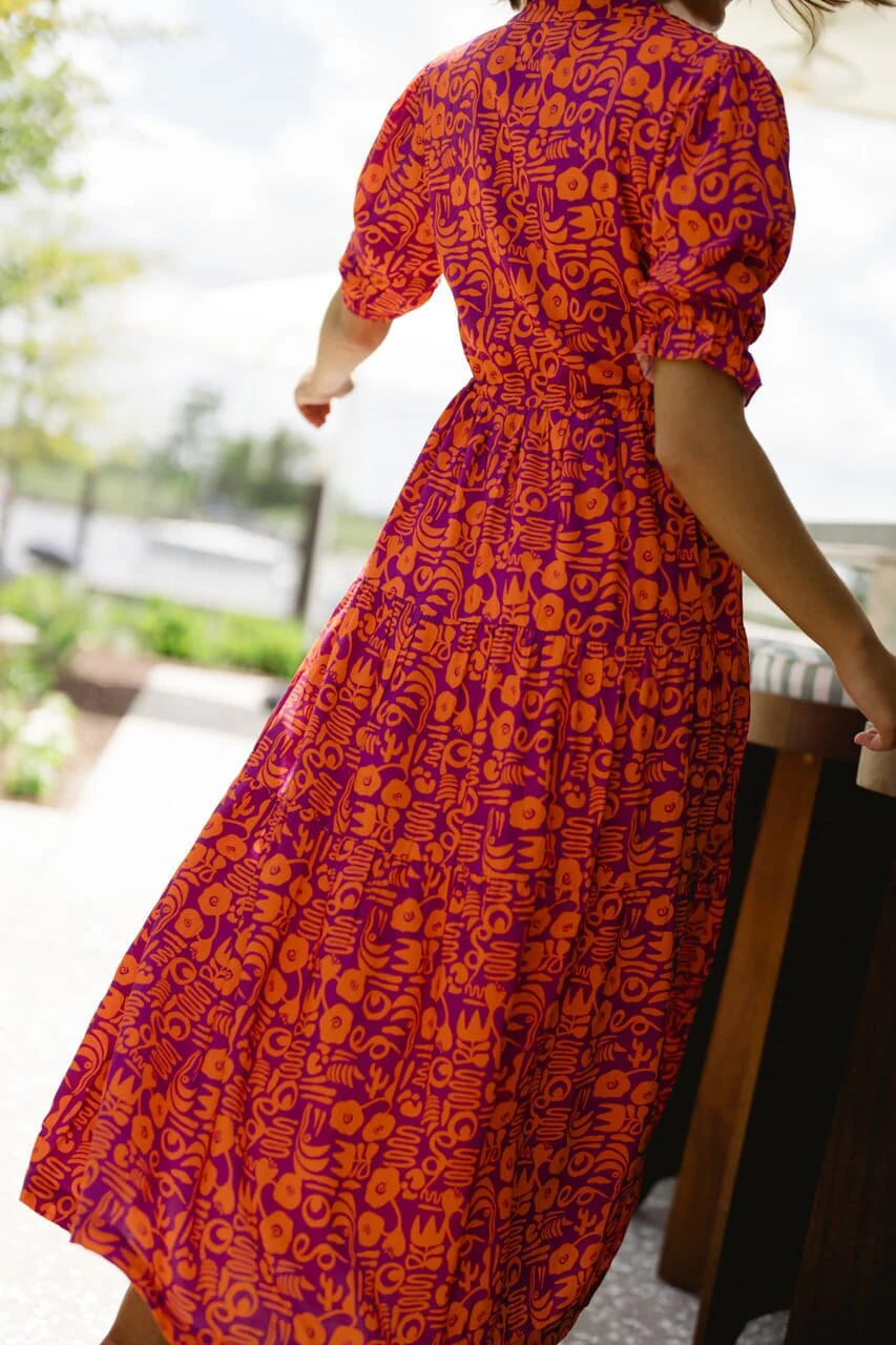 Kayley Midi Dress - Abstract Floral