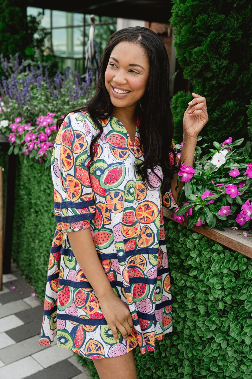 Puff Sleeve Dress- Fruit Cup