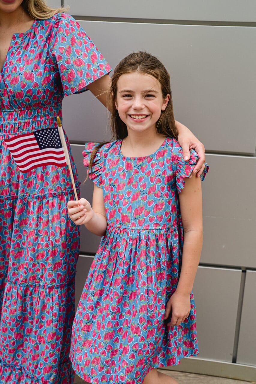 Girls Emma Dress- Strawberry Waves
