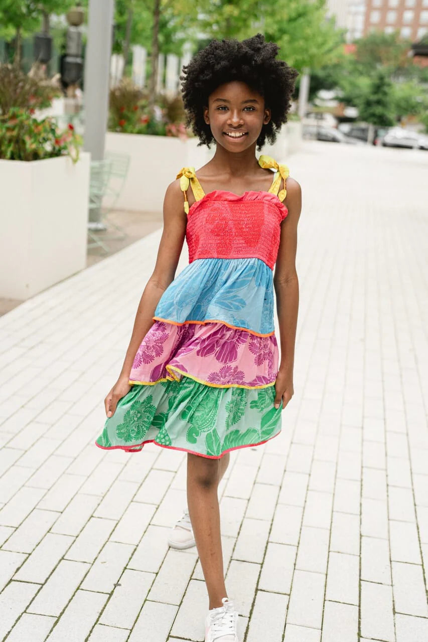 Girls Kelley Tiered Rainbow Dress - final sale