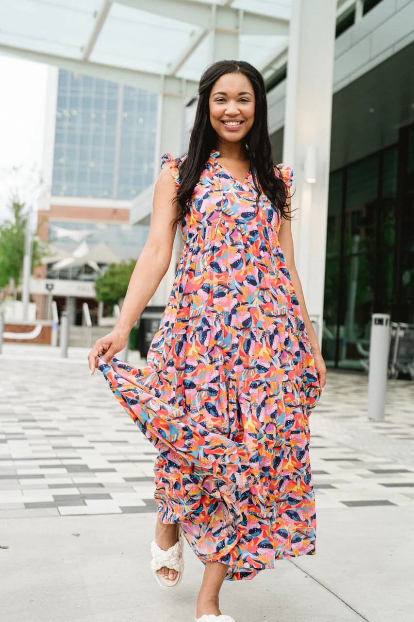 Josie Maxi Dress- Rainbow Floral - final sale