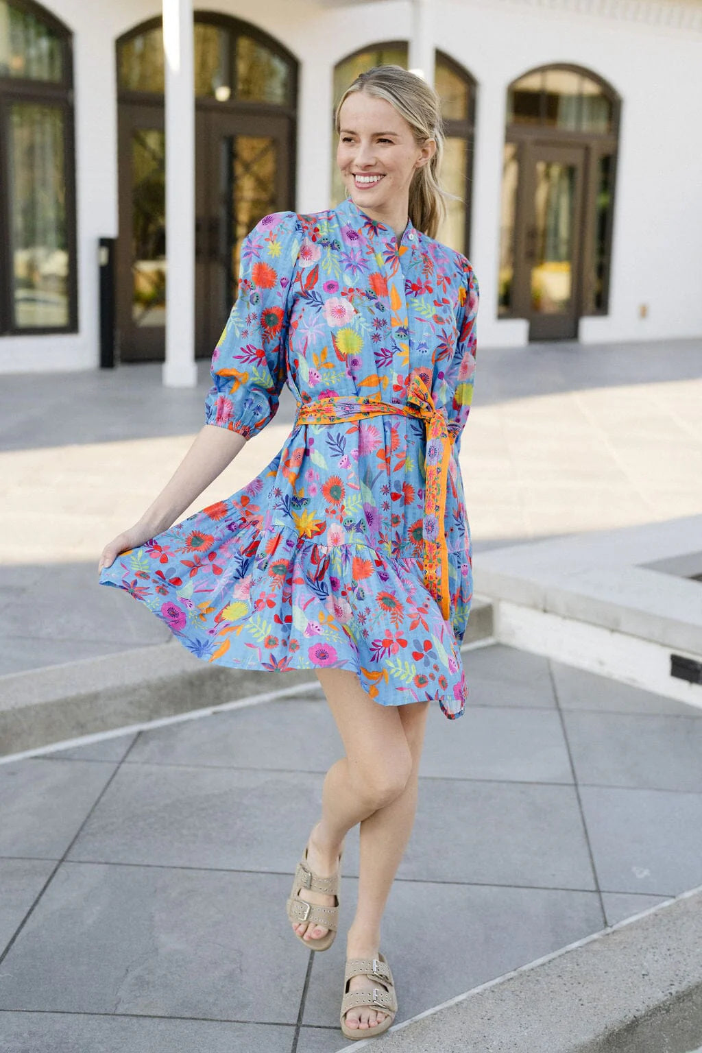 Hazel Dress - Blue Botanical