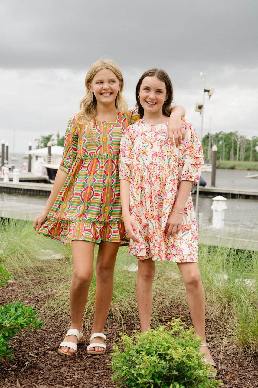 Girls Scout Dress - Pink Palm