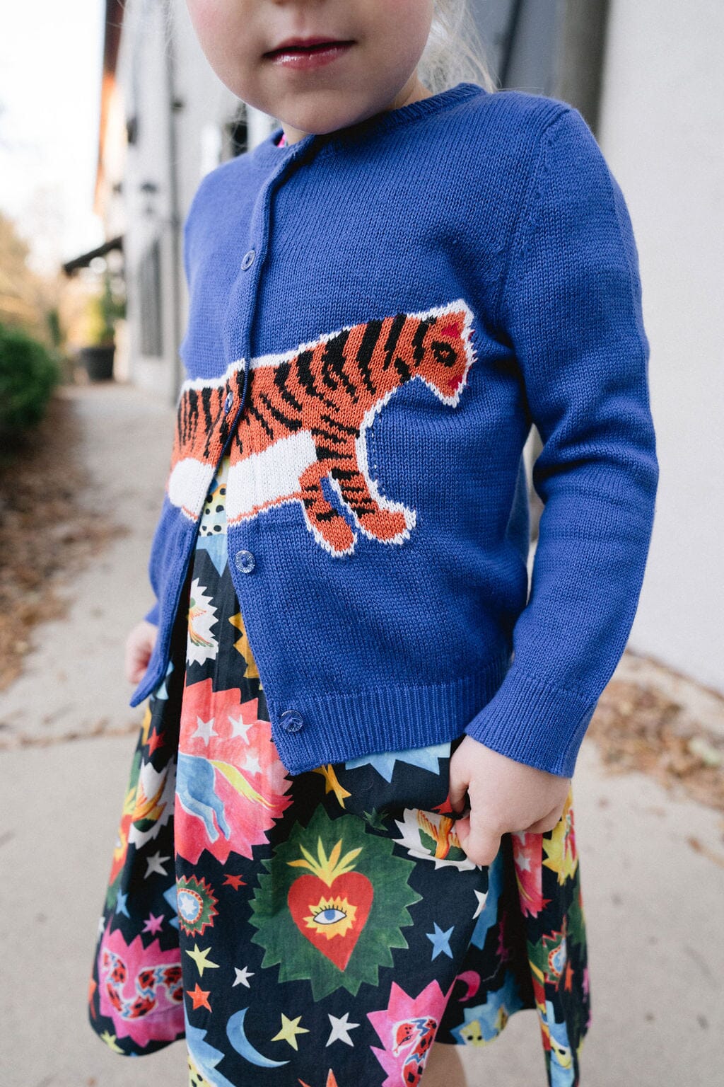 Girls Evelyn Cardigan- Tiger