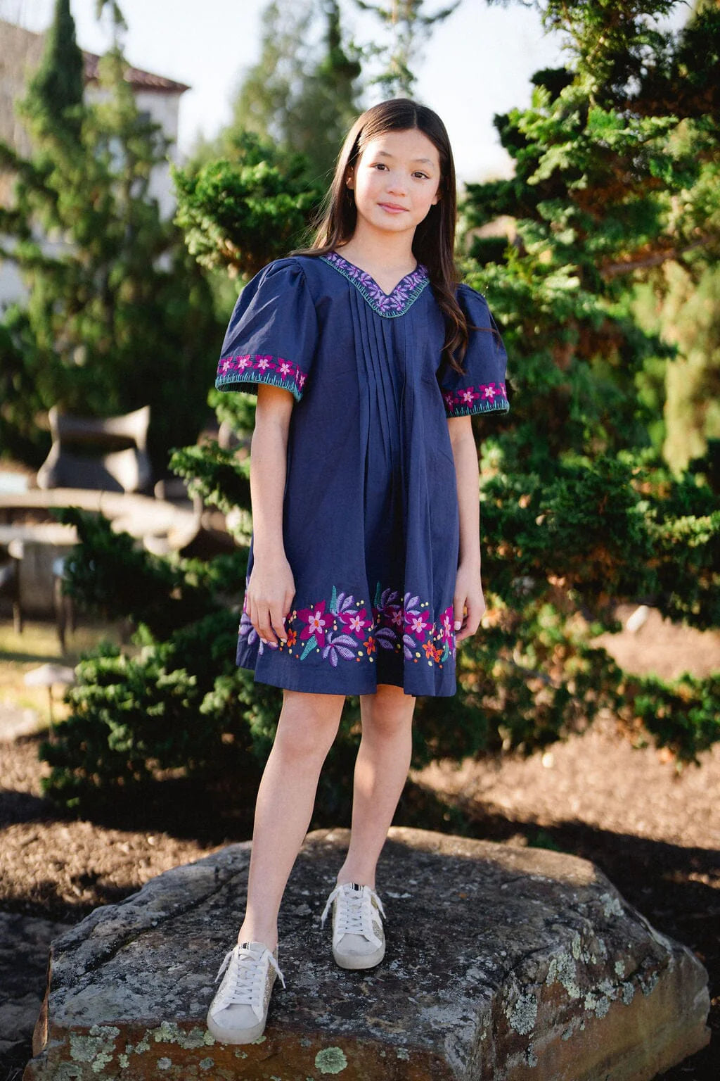 Girls Embroidered Evelyn Dress - final sale