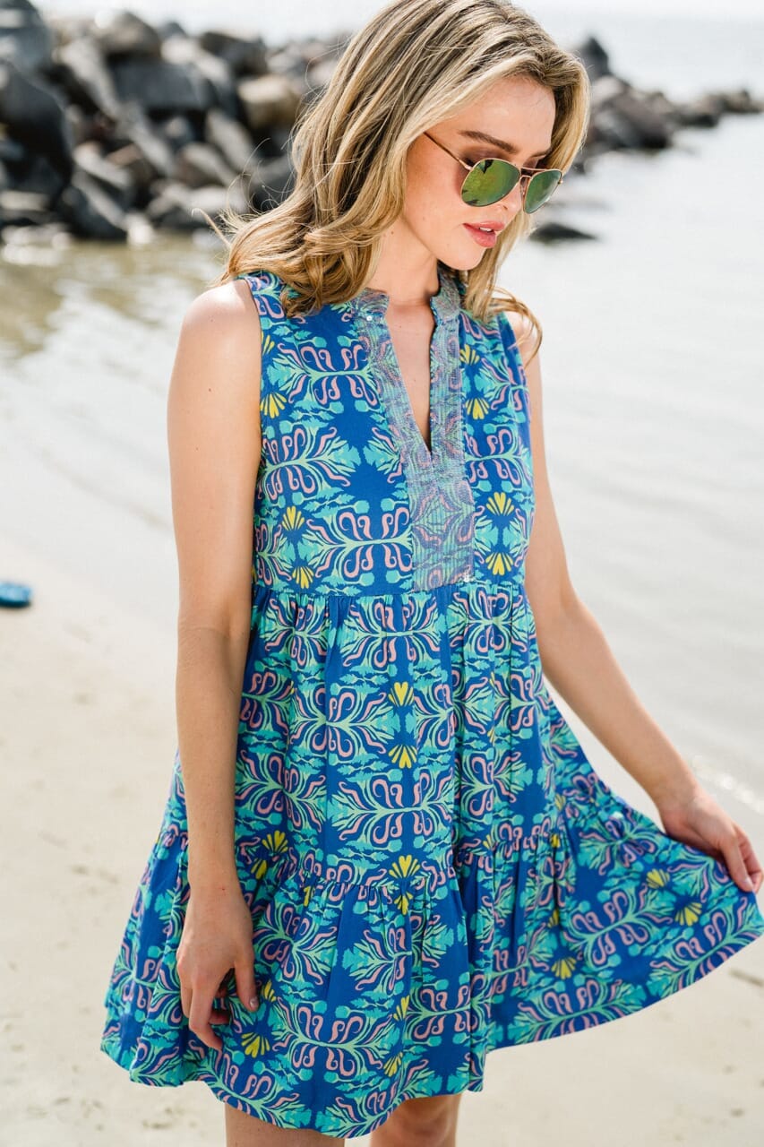 Folly Mini Dress - Blue Seas - final sale