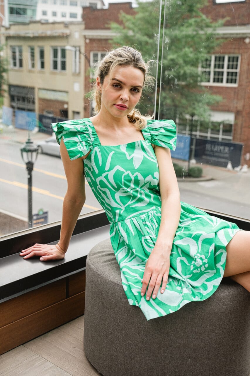 Gabby Mini Dress- Green - final sale