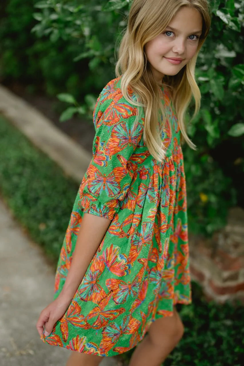 Girls Isabella Dobby Dress- Butterfly