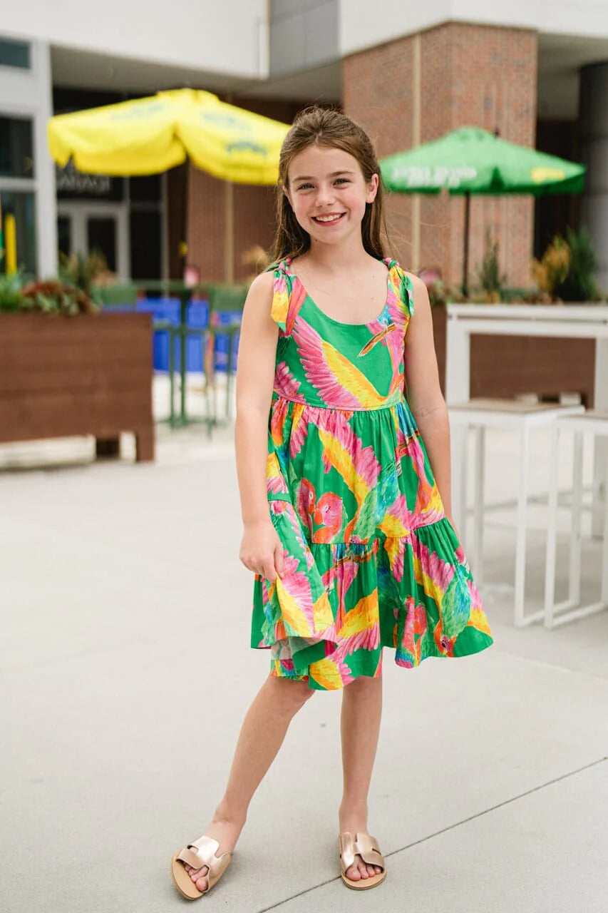 Girls Olivia Dress- Tropical Green - final sale