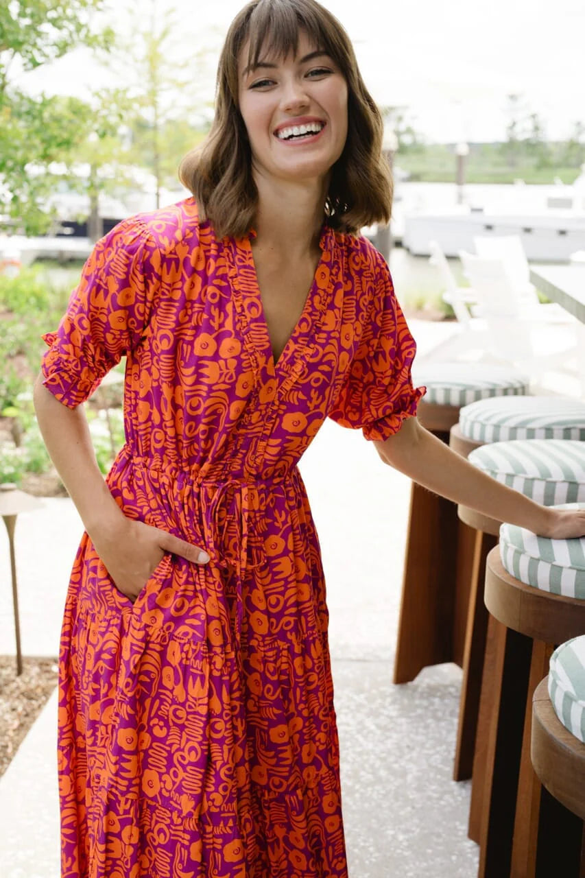 Kayley Midi Dress - Abstract Floral