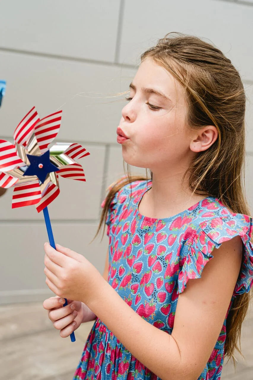 Girls Emma Dress- Strawberry Waves