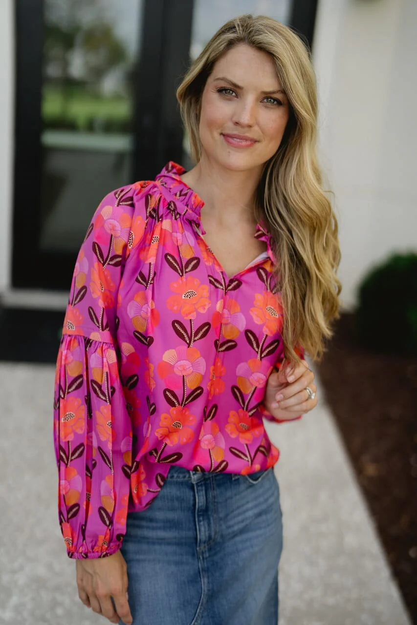 Nora Top - Pink Floral