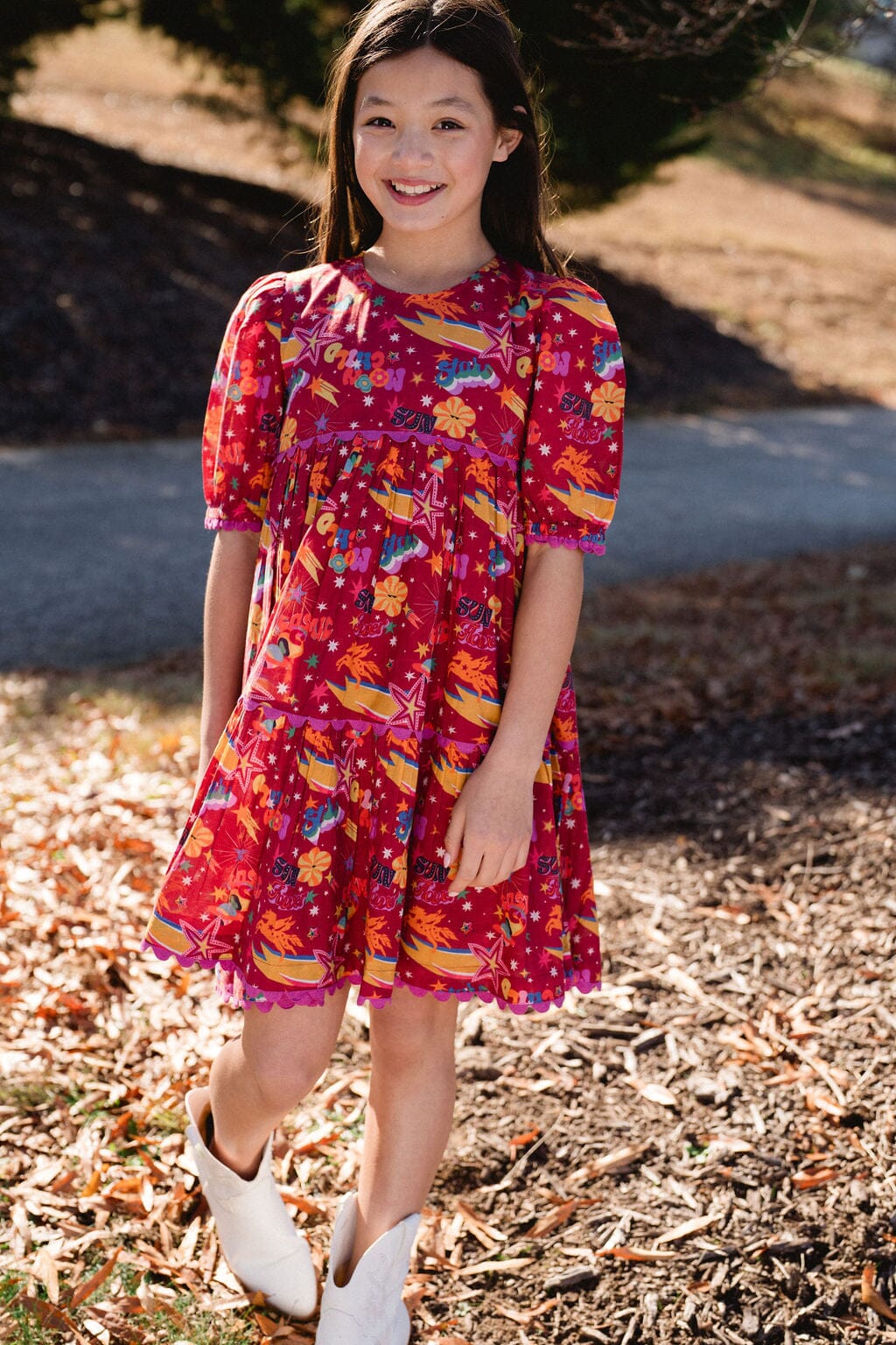 Girls Quinn Dress - Cosmic Burgundy - final sale