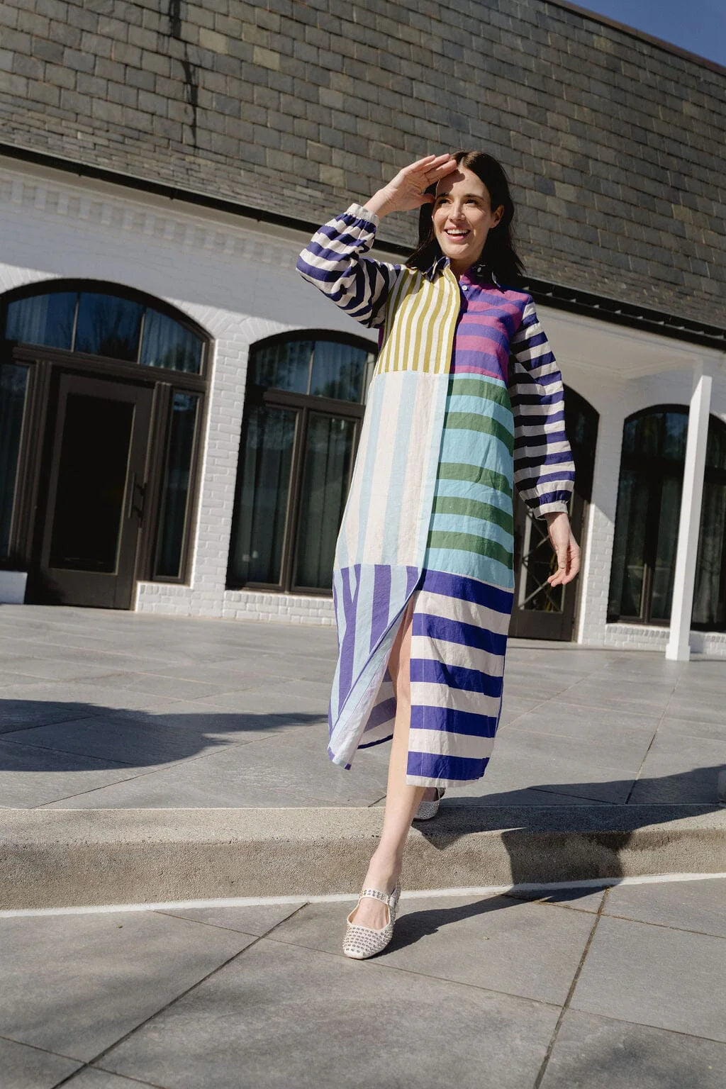 Sienna  Linen Stripe Midi Dress