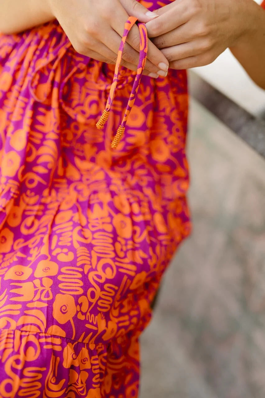 Kayley Midi Dress - Abstract Floral