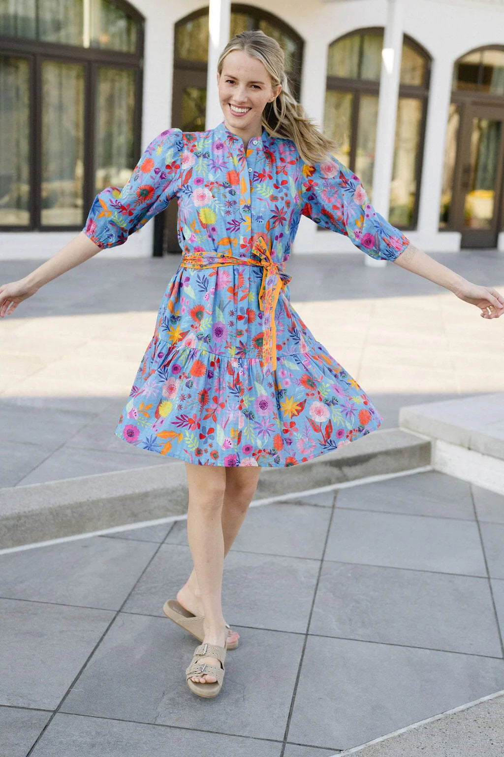 Hazel Dress - Blue Botanical