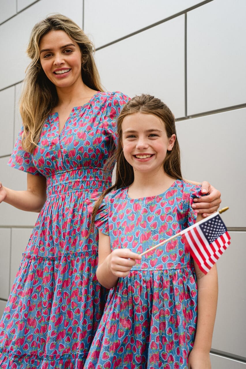 Girls Emma Dress- Strawberry Waves