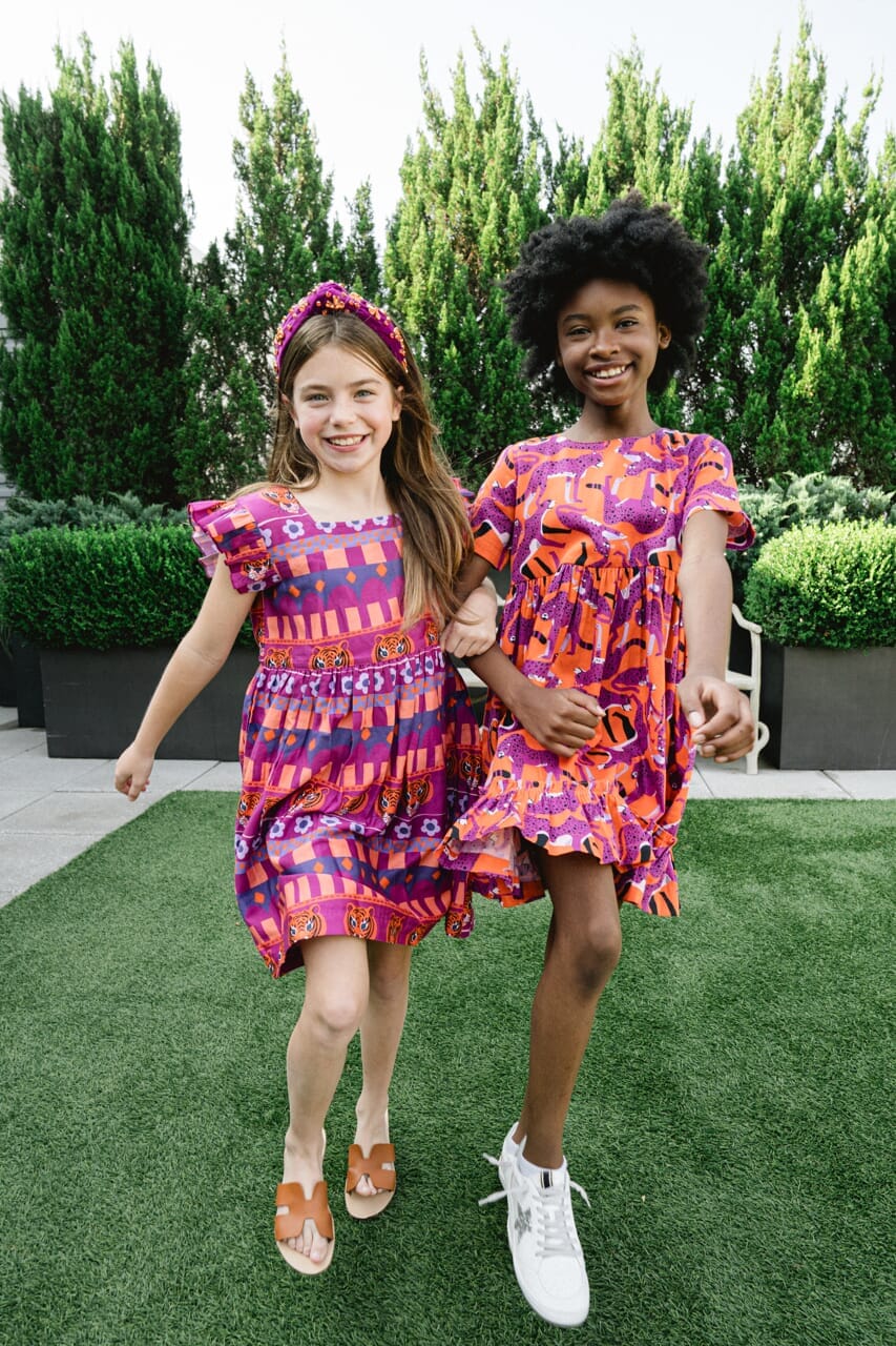 Girls Jenny Cheetah Dress- Orange Crush