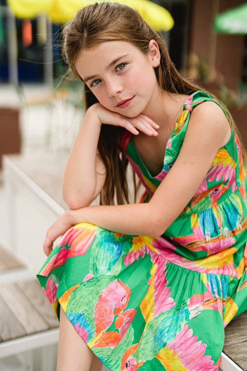 Girls Olivia Dress- Tropical Green - final sale