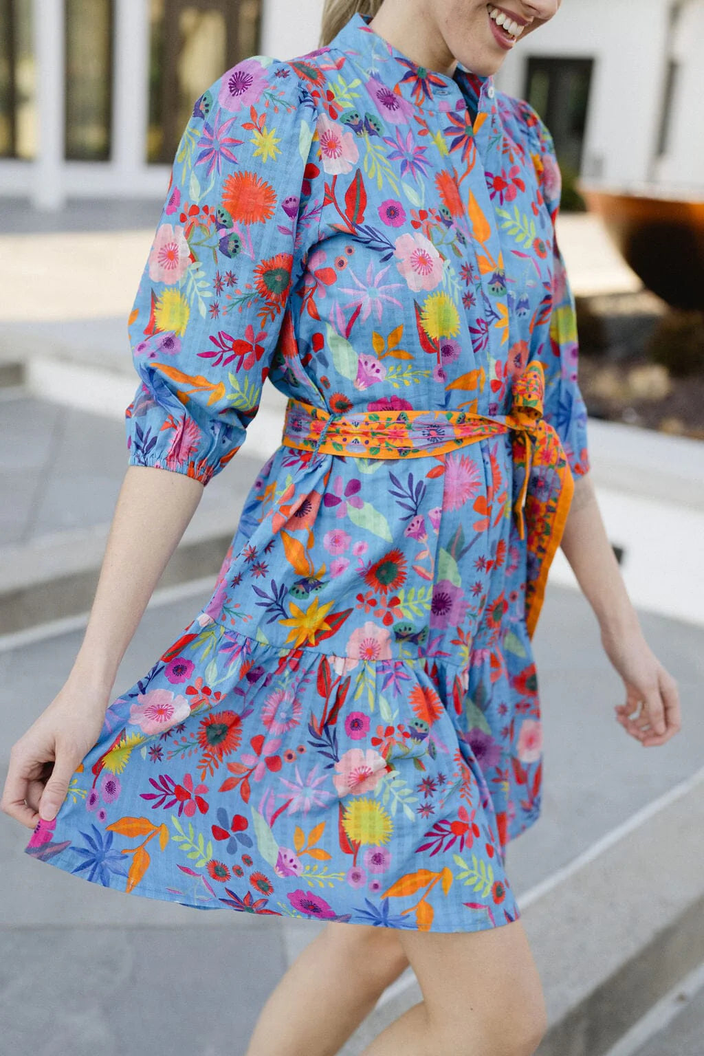 Hazel Dress - Blue Botanical