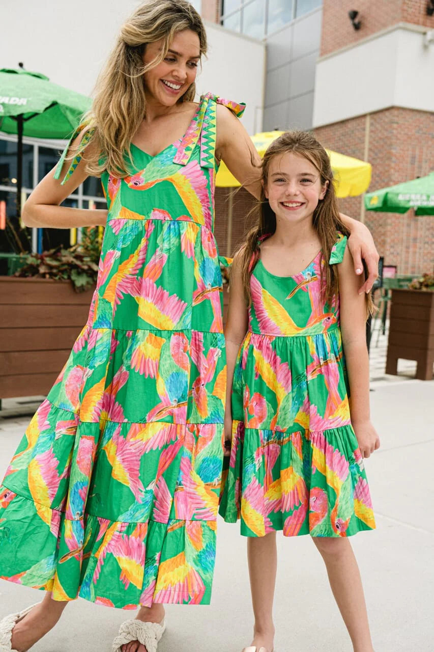 Girls Olivia Dress- Tropical Green - final sale