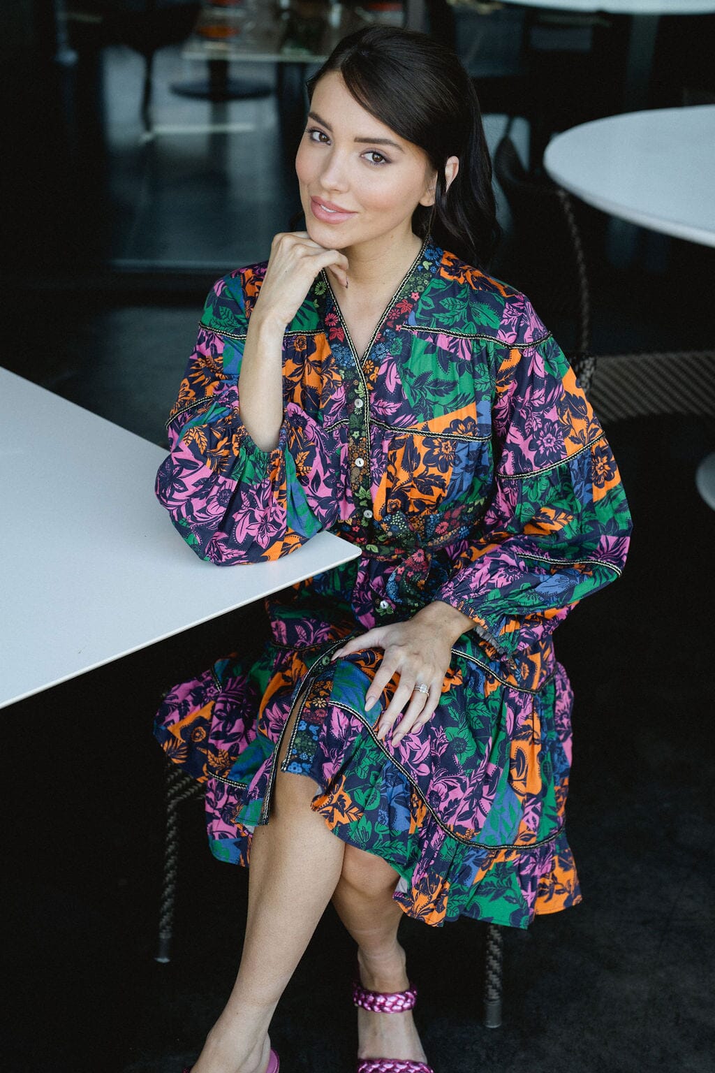 Delaney Colorblock Floral Dress - final sale