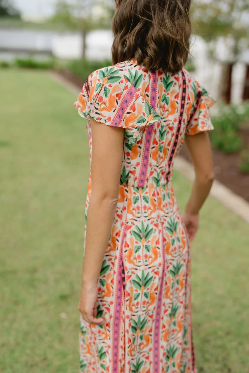 Lydia Flutter Sleeve Maxi Dress