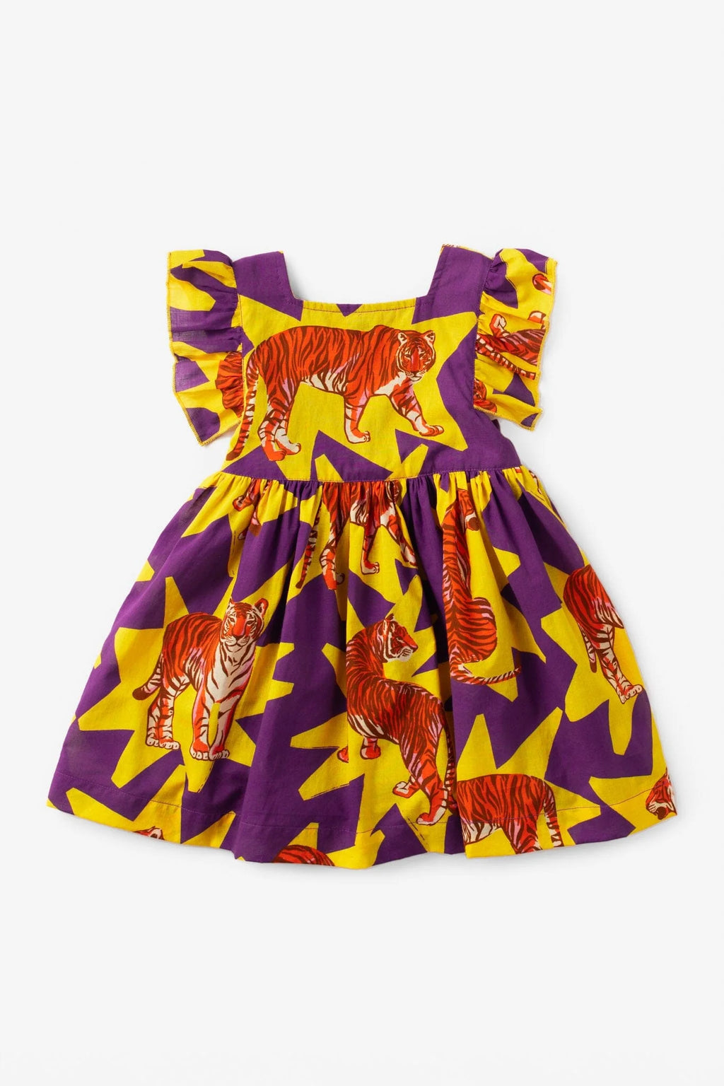 Girls Maya Flutter Sleeve Dress - Tiger Print - final sale