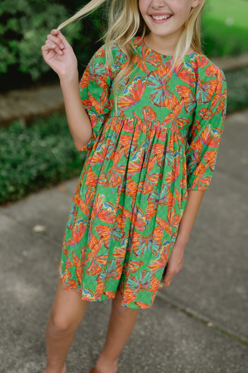 Girls Isabella Dobby Dress- Butterfly